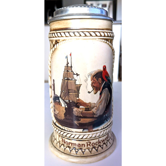 Norman Rockwell Beer Stein Mug The Captain And First Mate The Sailing Sh… - Picture 1 of 5
